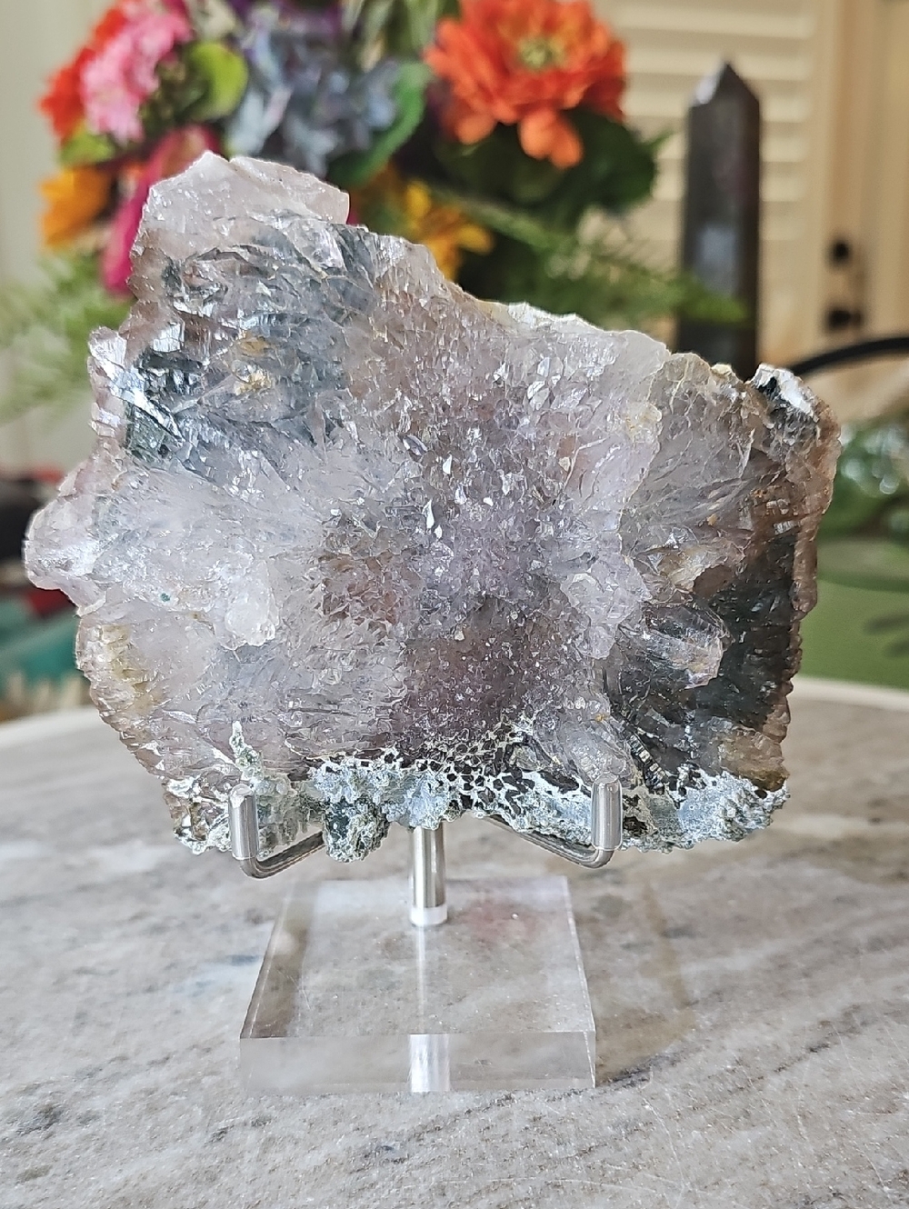 Glassy Flower Amethyst Zeolite Plate